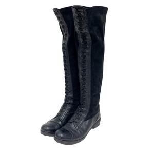 Stuart Weitzman Womens Size 8 Workit Black Laced Over Knee Boots